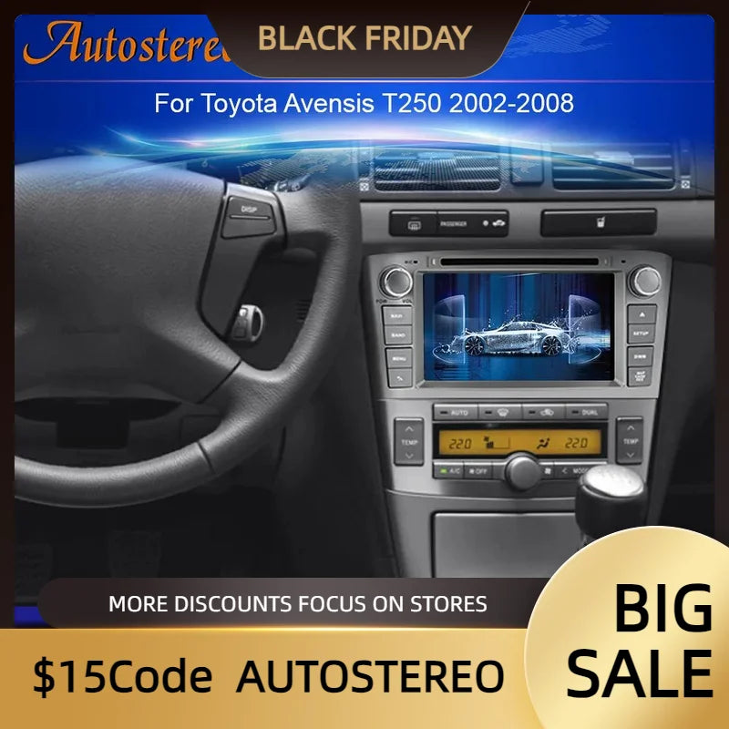 IPS Android 13 Carplay Car DVD Player For Toyota Avensis 2002-2008 T250 GPS Navigation mul