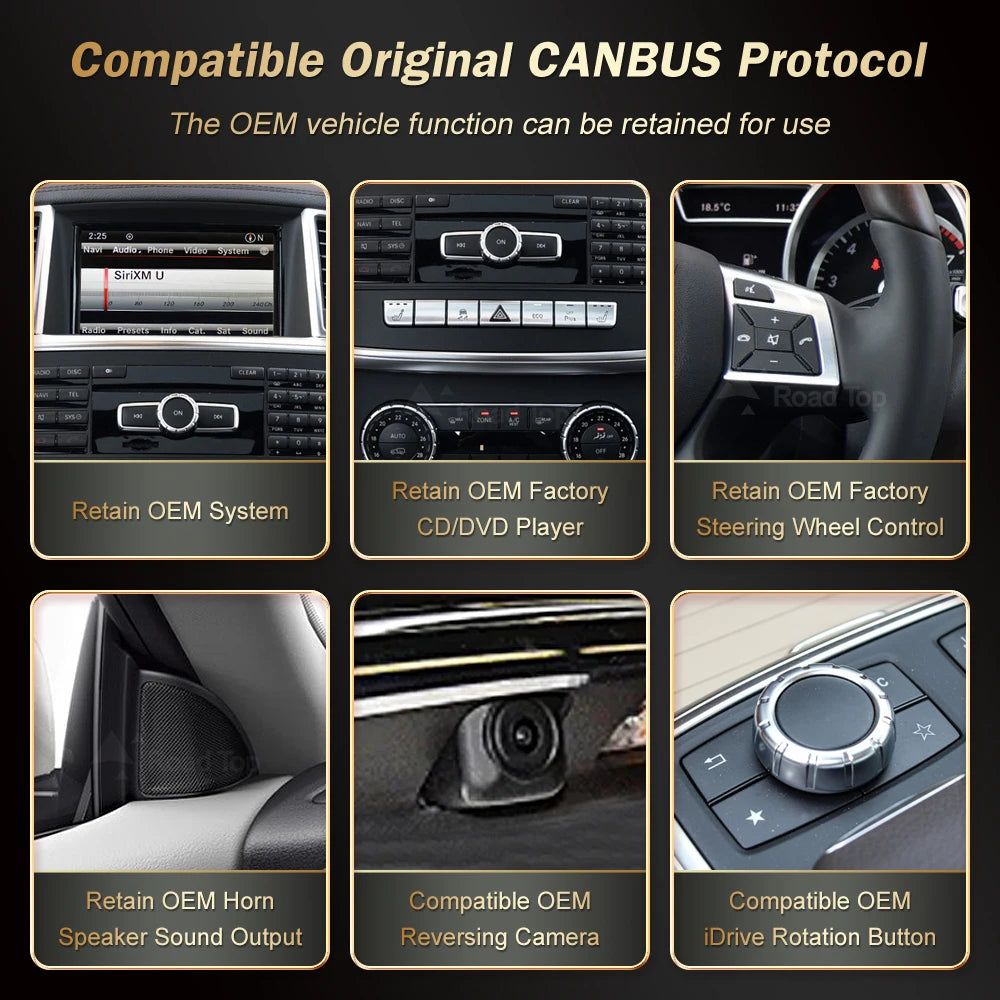 12.3' RoadTop Wireless CarPlay Android Auto Multimedia Display Linux Screen for Mercedes-B