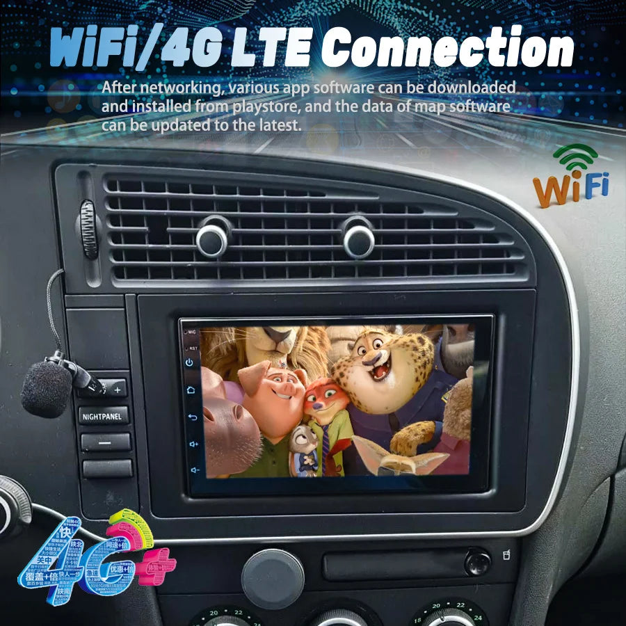 2 Din Android 14 For SAAB 9-3 93 2007 2008 Video Player Head Unit Auto Car GPS Navigation  | AUTOKITSHOP