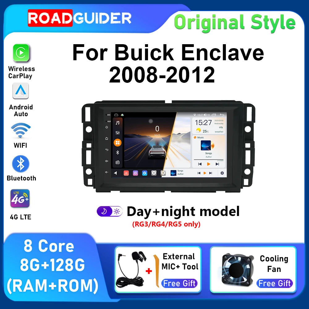 Android 13 GPS Navigation 7" Screen For Buick Enclave 2008 -2012 Car Radio Multimidia Play