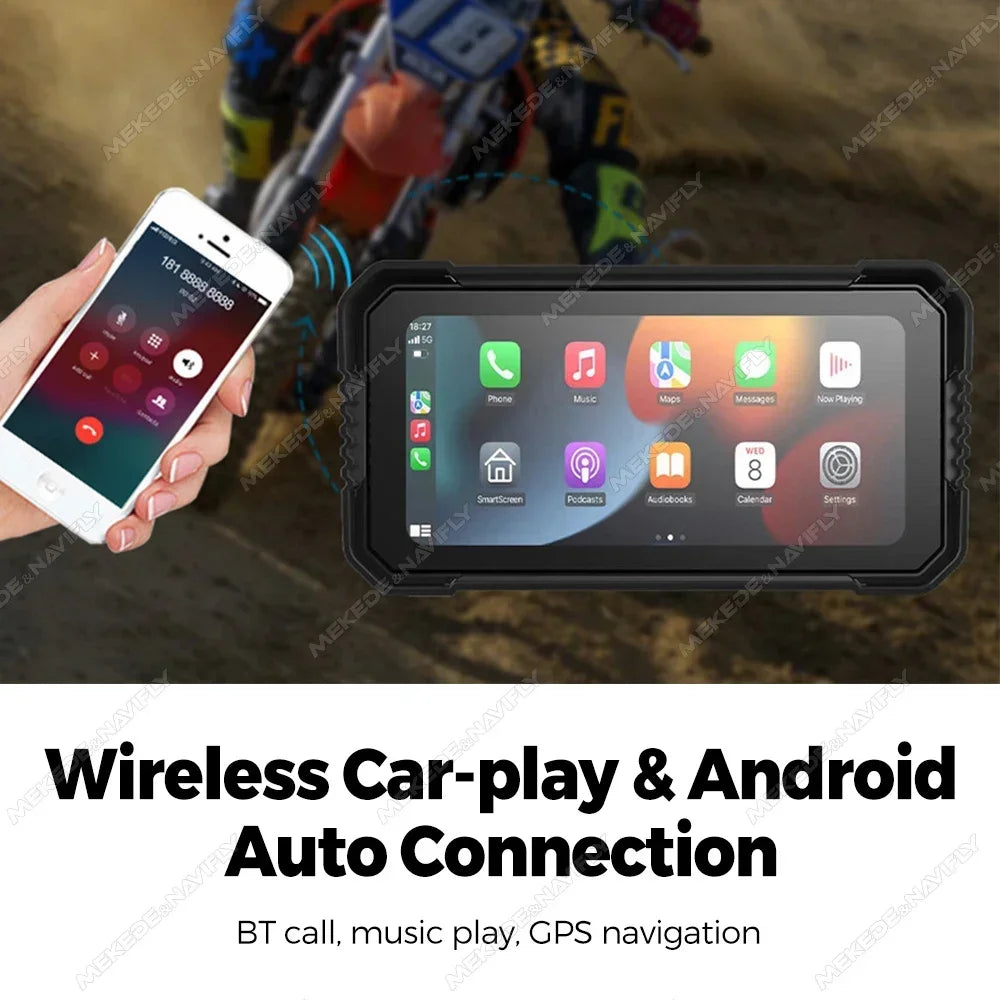 Portable 6.25inch Motorcycle GPS Navigation IP67 Moto Carplay Android Auto Front and Rear  | AUTOKITSHOP