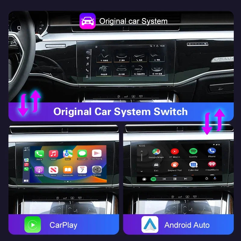Newest Wireless CarPlay Box For Audi A8 Q8 MIB3 2018-2025 8.8 10.1 Android Auto Mirror Nav