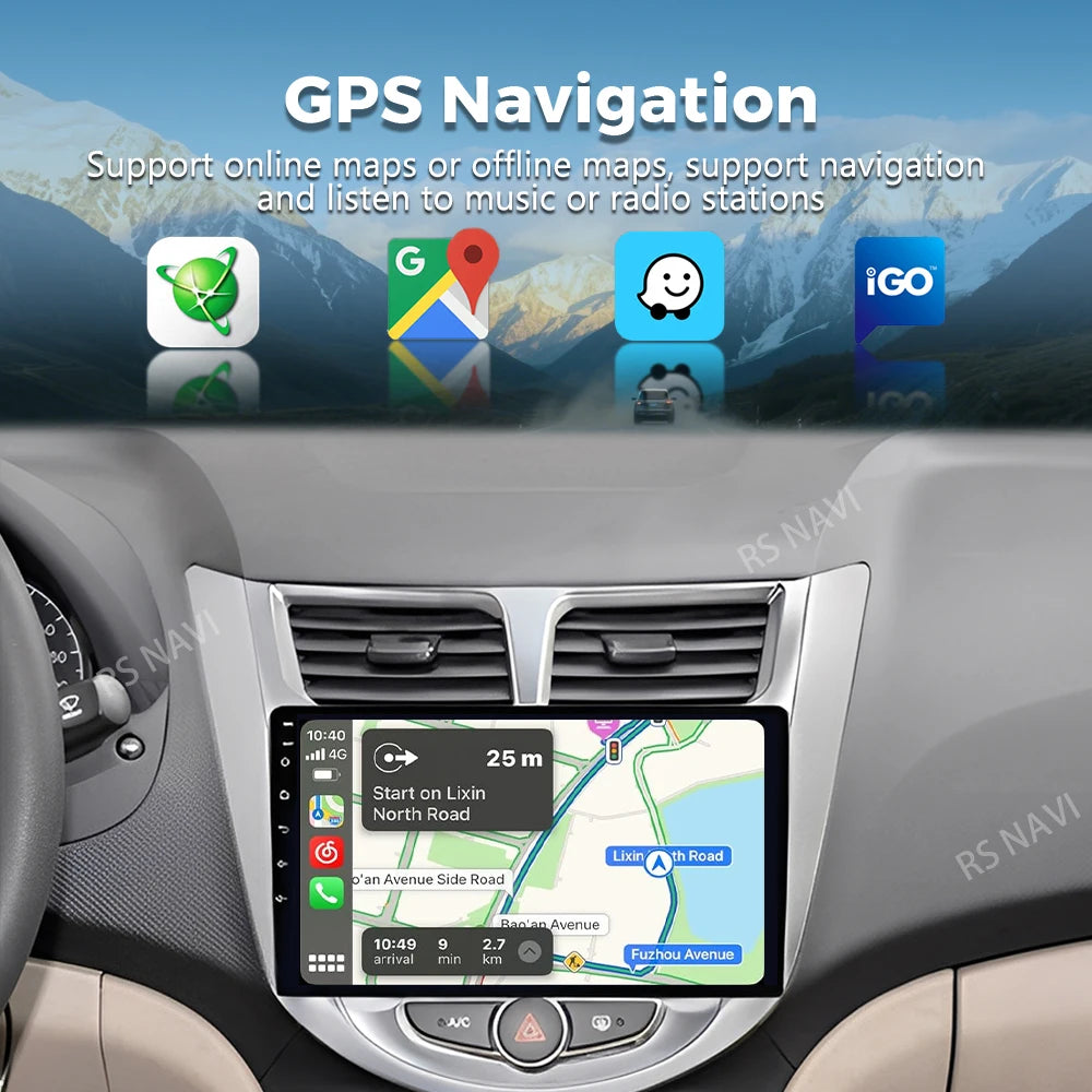 Qualcomm Android 16 For Hyundai Solaris 1 2010 - 2016 2K QLED Car Radio Multimedia Video P