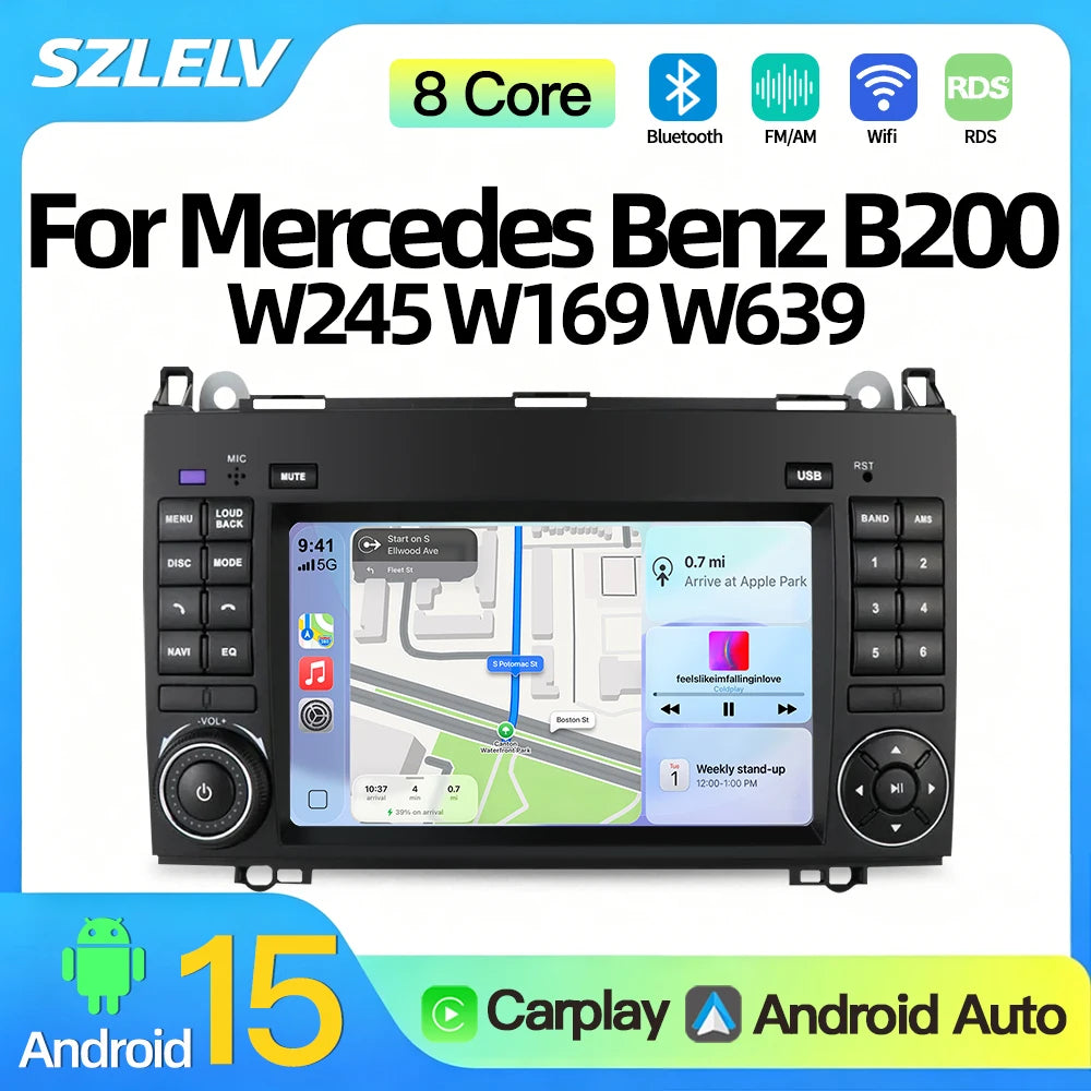SZLELV Carplay Player Autoradio For Mercedes Benz B200 B150 B170 A180 A160 W169 W245 GPS B