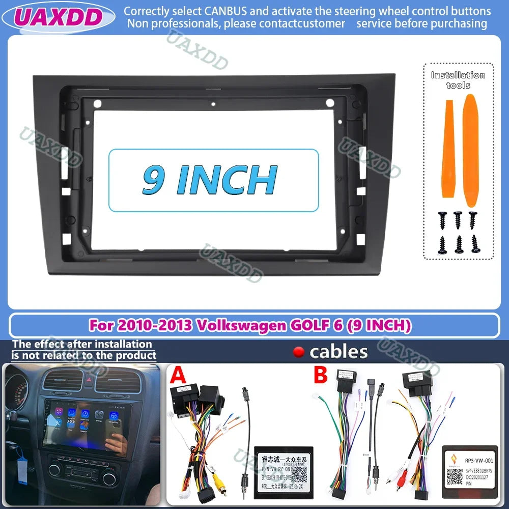 9 Inch Car DVD Frame For Volkswagen Golf 6 2008-2016 Stereo Panel FrameAudio Dash Trim Fac