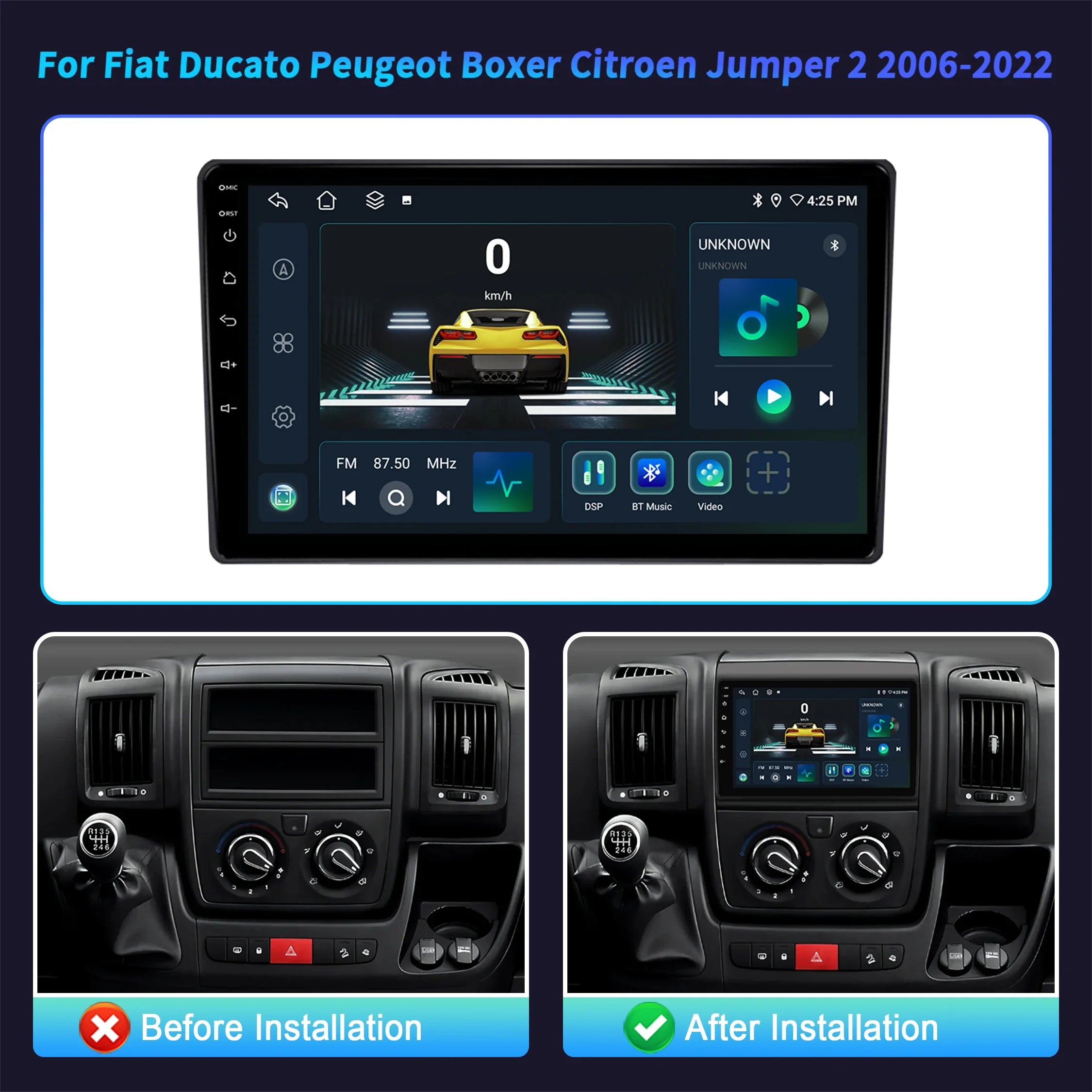 9“Car Radio Android 16 For Fiat Ducato Peugeot Boxer Citroen Jumper 2 2006-2022 Carplay Mu