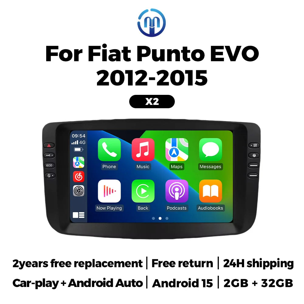 Android Auto Car Radio for Fiat PUNTO EVO 2012-2015 Carplay Intelligent System IPS Multime | AUTOKITSHOP