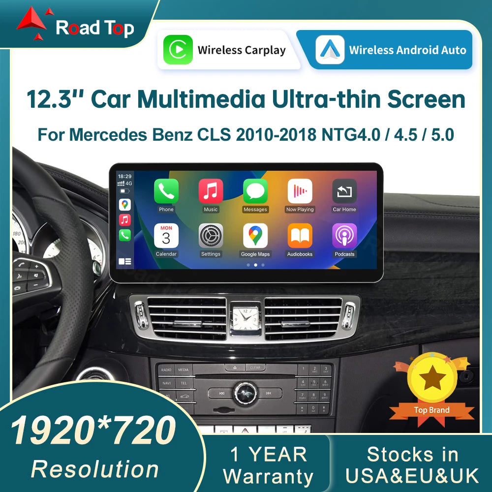 OV RoadTop 12.3 Ultra-thin Touch Screen Wireless CarPlay Multimedia Display for Mercedes-B