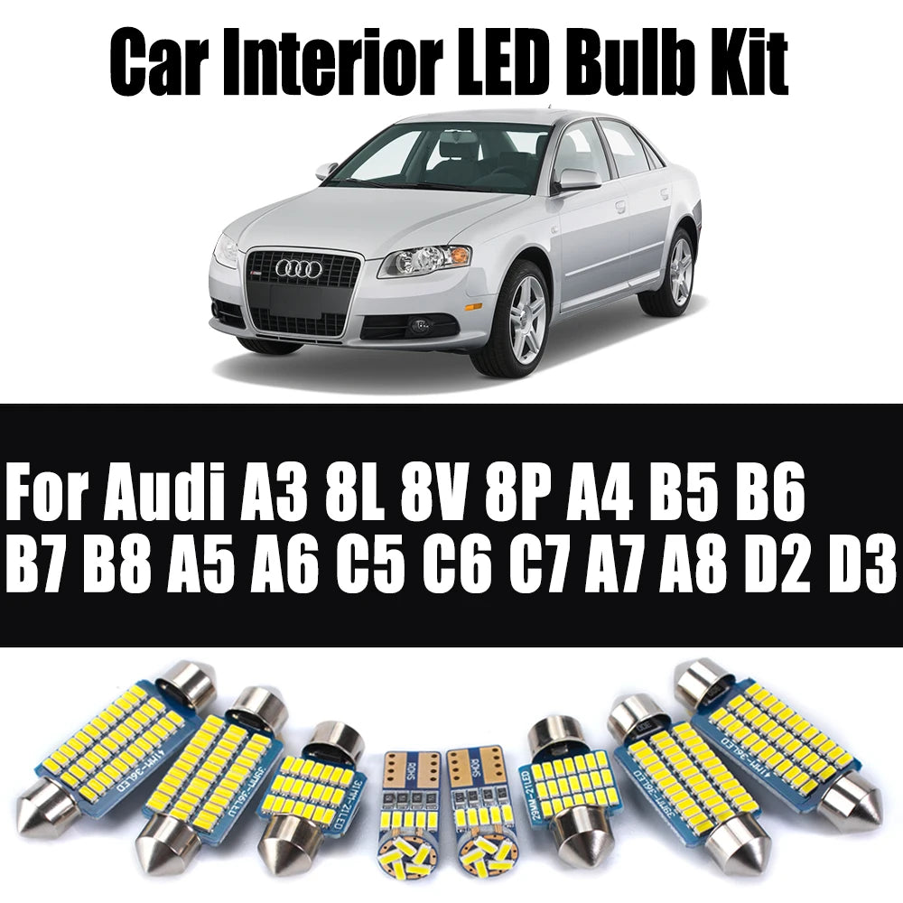 LED Interior Light Kit for Audi A3 8L 8V 8P A4 B5 B6 B7 B8 A5 A6 C5 C6 C7 A7 A8 D2 D3 Car Reading Bulbs LED Interior ...