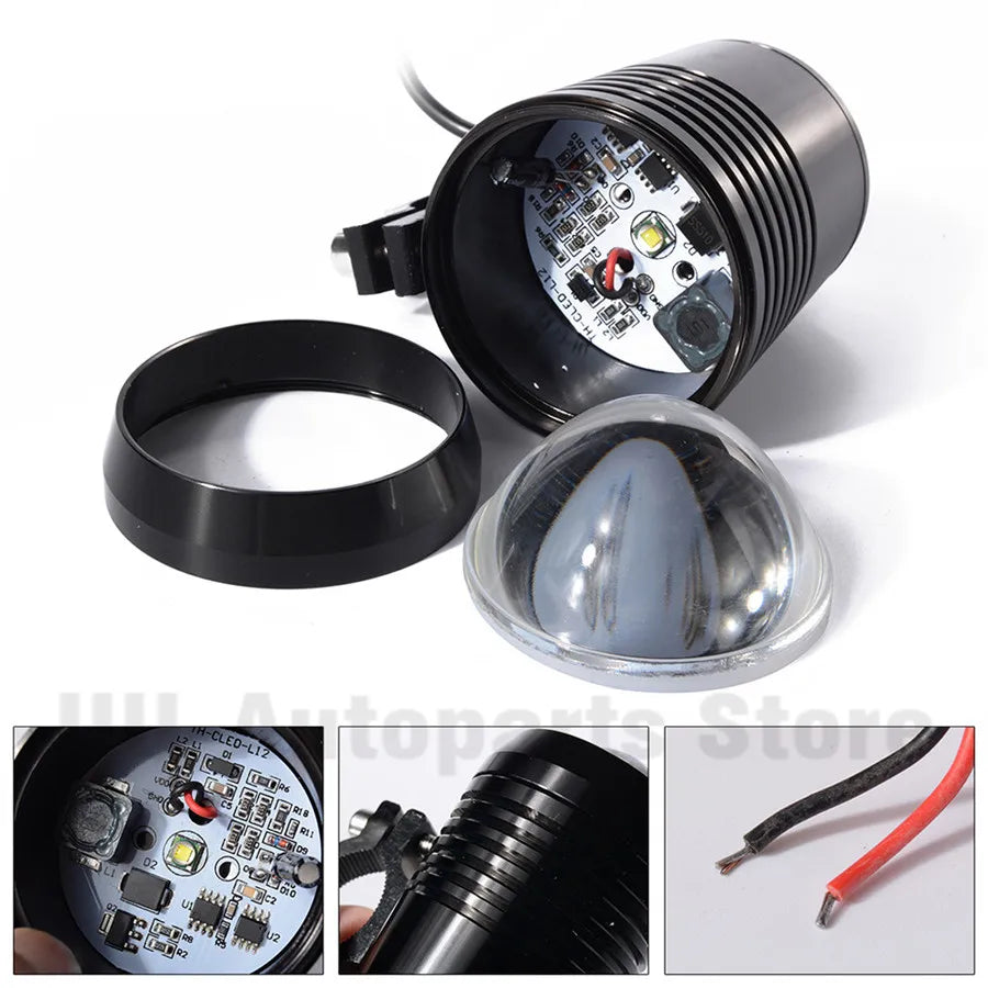 Universal 2 x U1 Lens LED 10W Motorcycle Headlight Driving Fog Lamp Waterproof Night Work