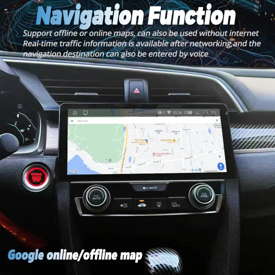 10.33" Dual System Android Screen For Honda Civic 2016-2021 Car Radio CarPlay Multimedia V | AUTOKITSHOP
