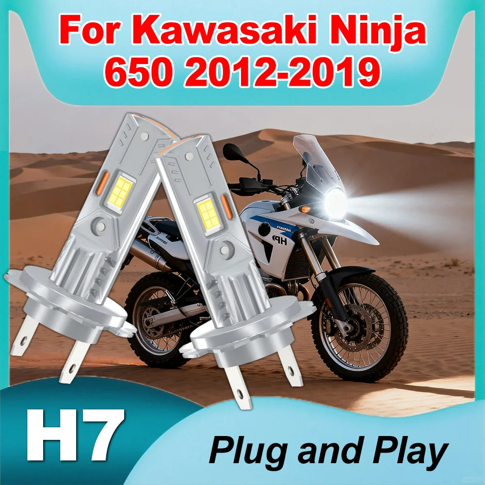 H7 Motorcycle Headlight Bulb 22000LM Super Bright For Kawasaki Ninja 650 2012-2016 2017 20