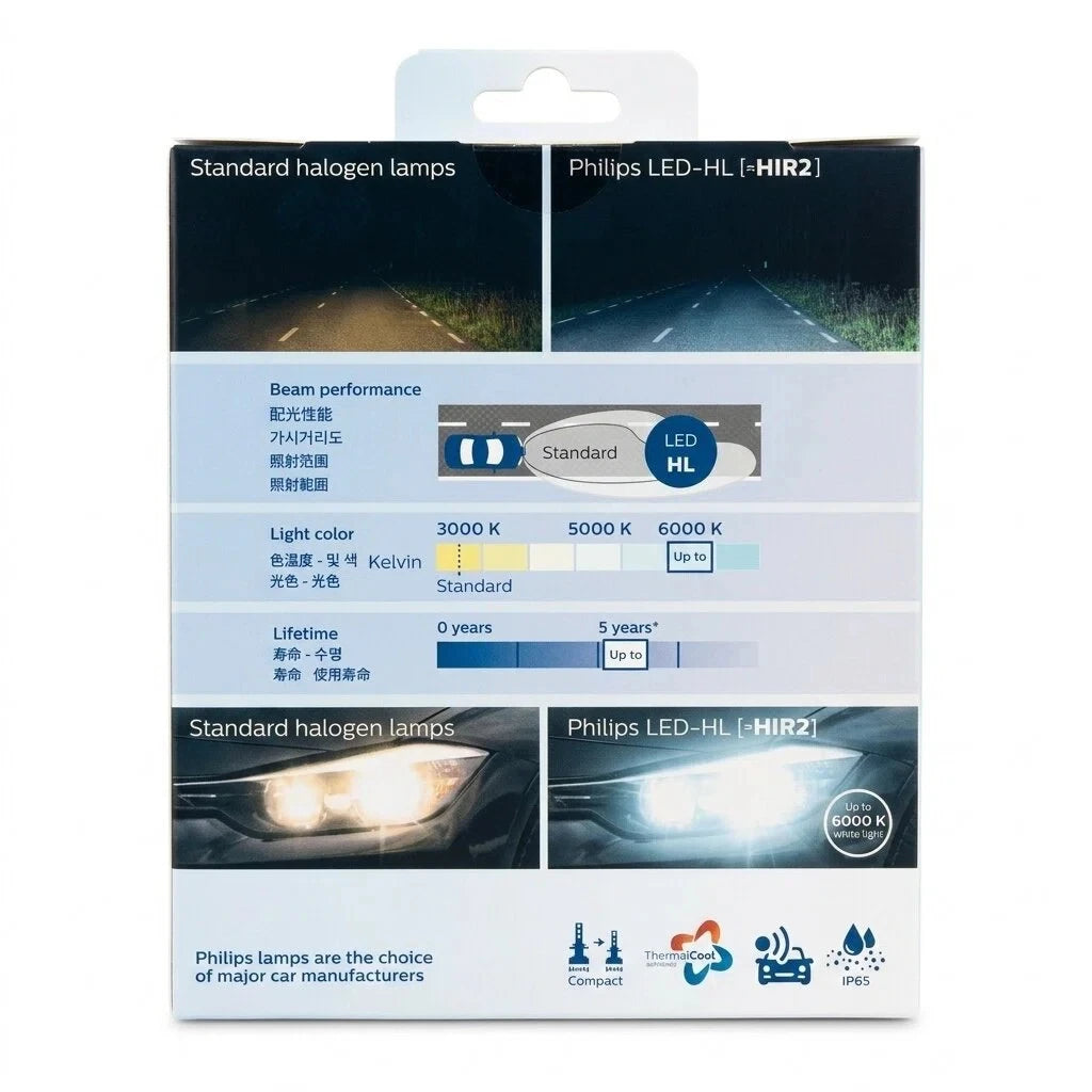 Philips Ultinon Essential LED Light HIR2 9012 6000K 12V LED Bright Auto Headlight HL Beam