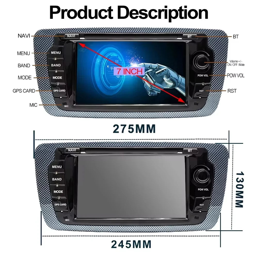 Android 16 For Seat Ibiza 6j 2009 2010 2011 2012 Multimedia Video Player Gps navigation Ca | AUTOKITSHOP