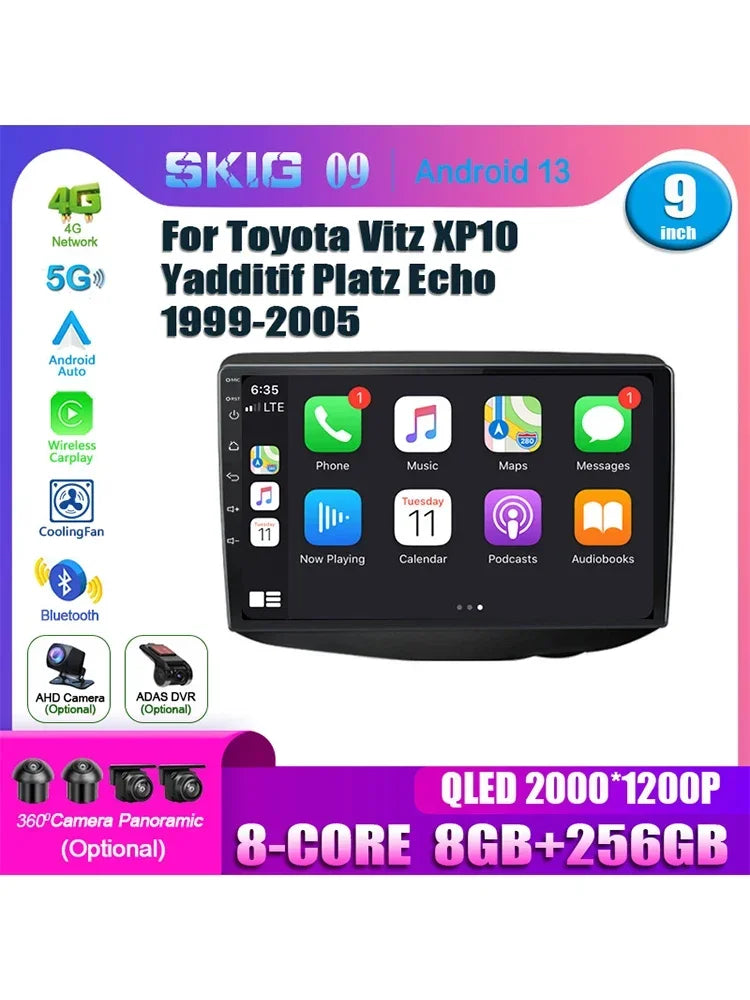 For Toyota Vitz XP10 Yaris Platz Echo 1999-2005 Car Radio Multimedia Video Player Navigati