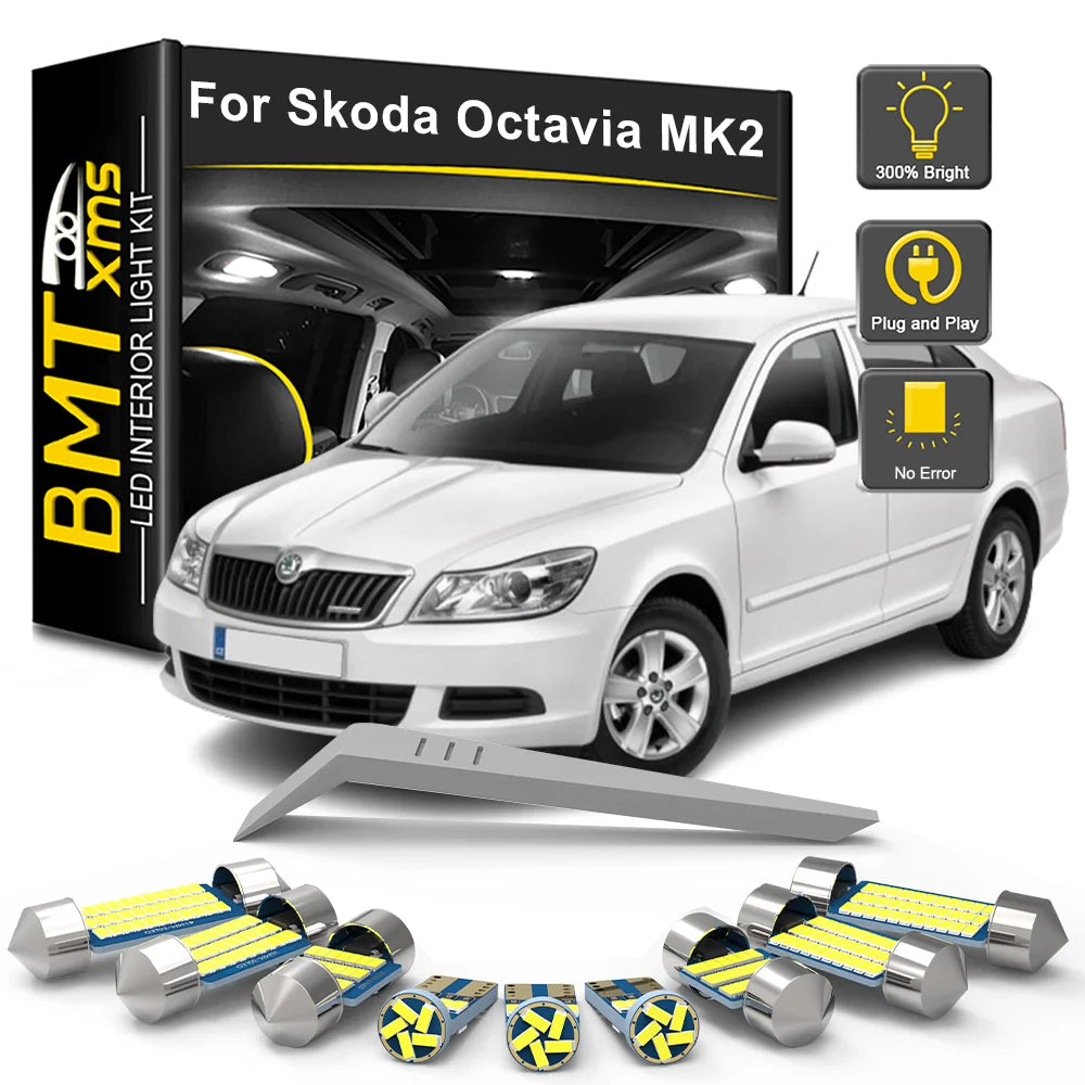 LED Interior Light Kit for Skoda Octavia MK2 A5 1Z 1Z3 1Z5 Sedan Combi 2005-2007 - Canbus Dome Map Door Trunk Bulbs |...
