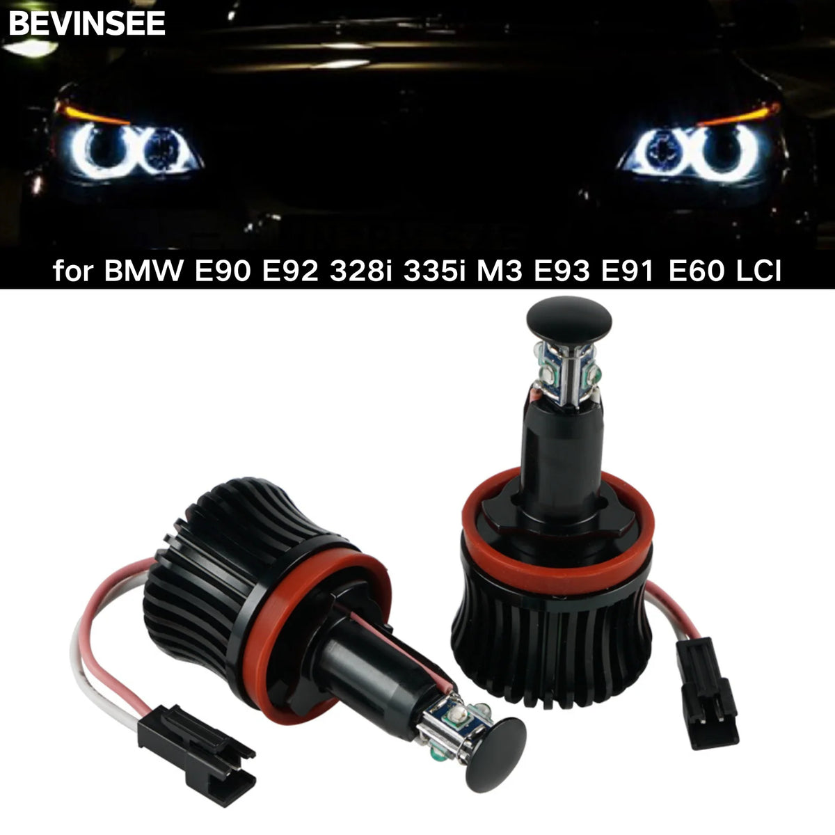 LED Angel Eyes for BMW E90 E92 328i 335i M3 E93 E91 E60 LCI, H8 Halo Marker Lights Bulb 40