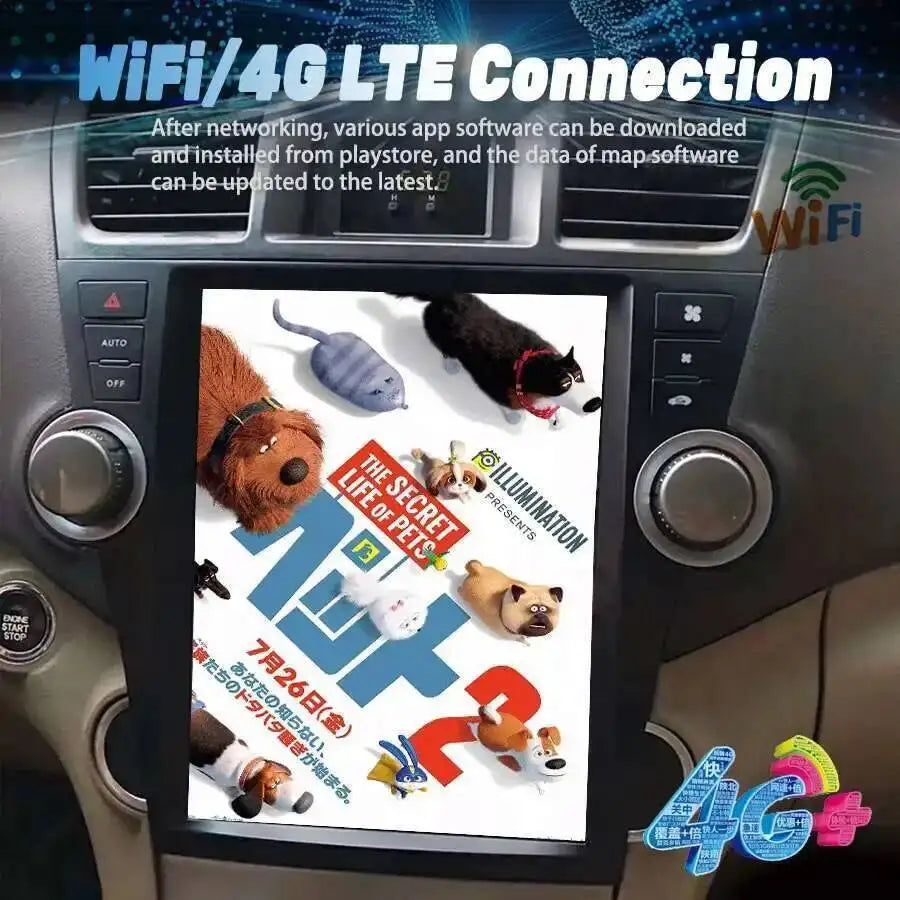 Navi car radio 1920*720P Vertical Screen Stereo HU For Toyota Highlander 2009-2013 DSP And