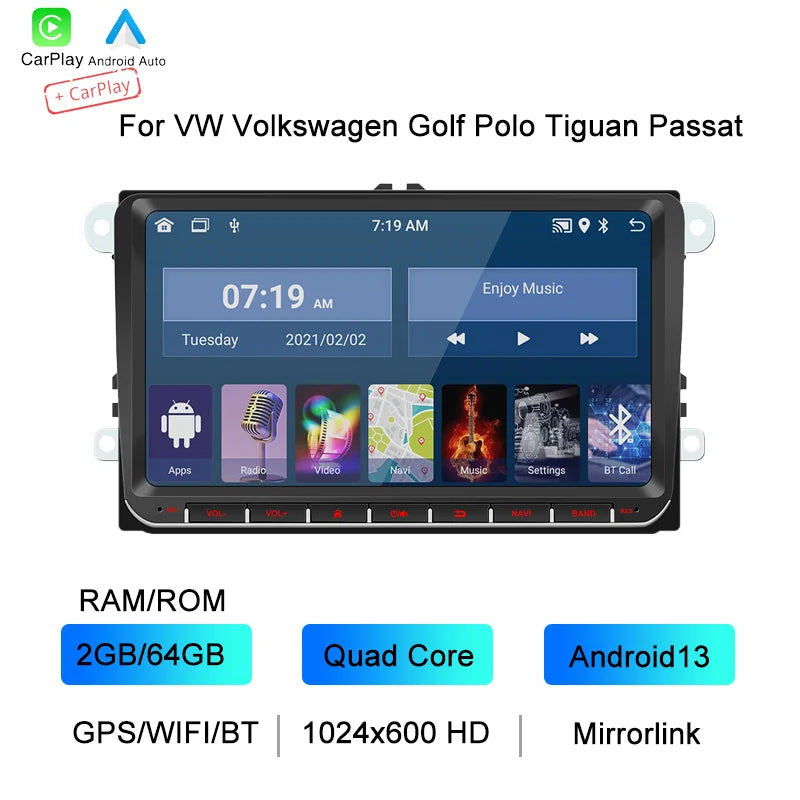 BQCC 9093 9" Car Player For VW Volkswagen Golf Polo Tiguan Passat Mirrorlink WIFI GPS BT Wireless Carplay Quad/Octa Core IPS RDS