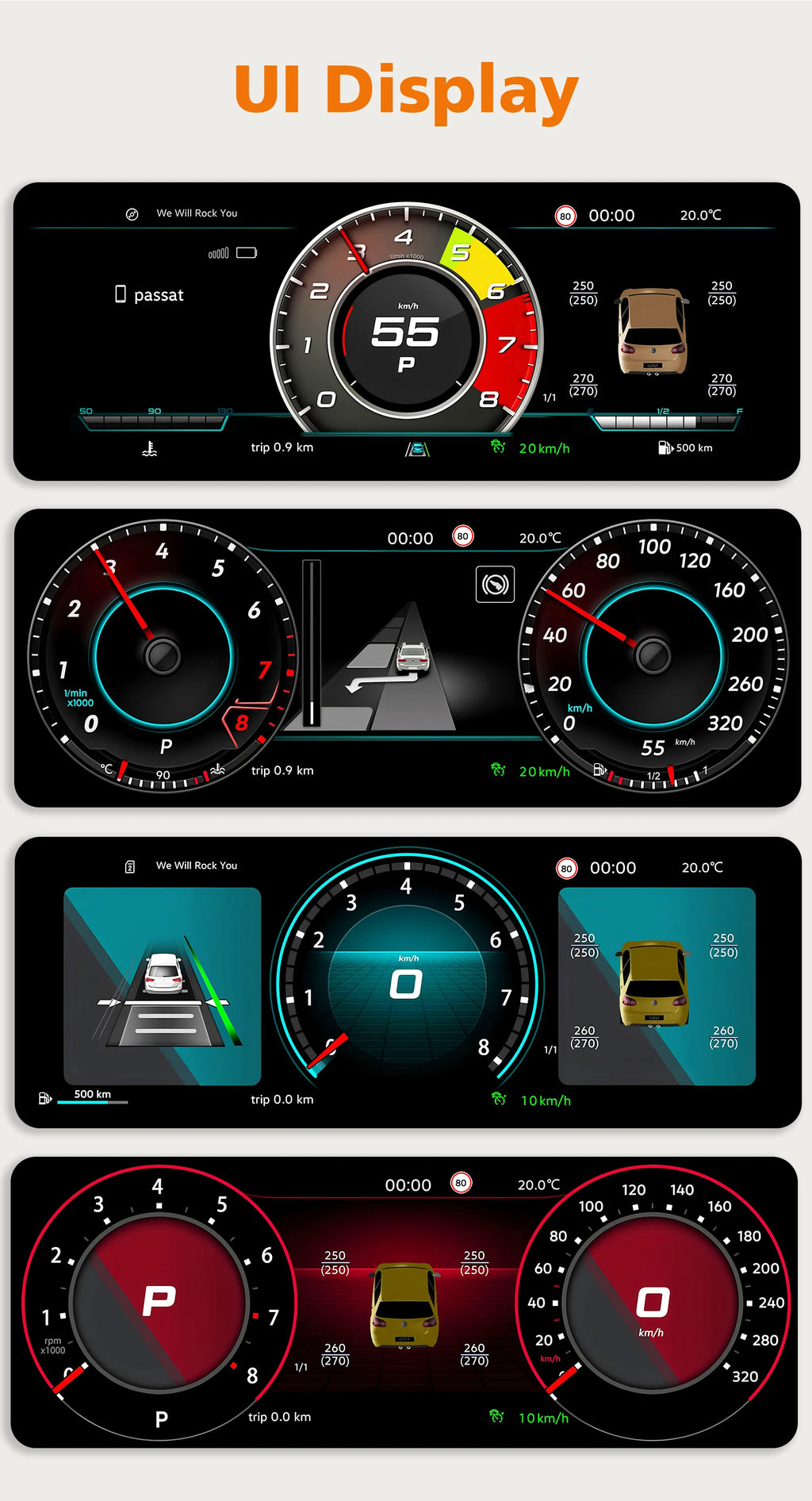 1920*720 Car Dashboard panel for Volkswagen Vw Multivan T5 2008 - 2015 Digital Instrument