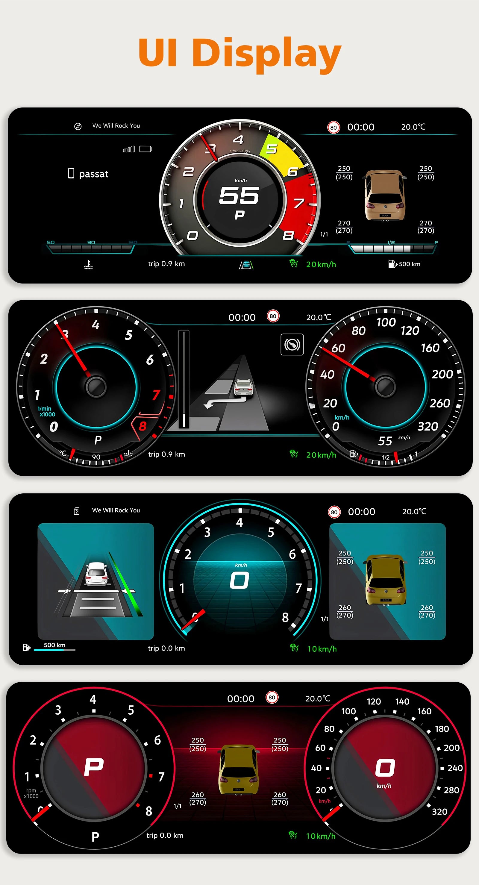 1920*720 Car Dashboard panel for Volkswagen Vw Multivan T5 2008 - 2015 Digital Instrument
