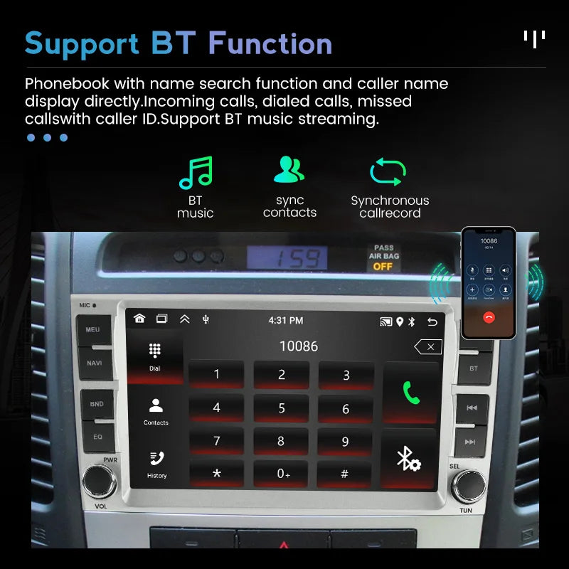 Wireless CarPlay Android Auto Multimedia Display Screen For Hyundai Santa Fe 2006-2012 And