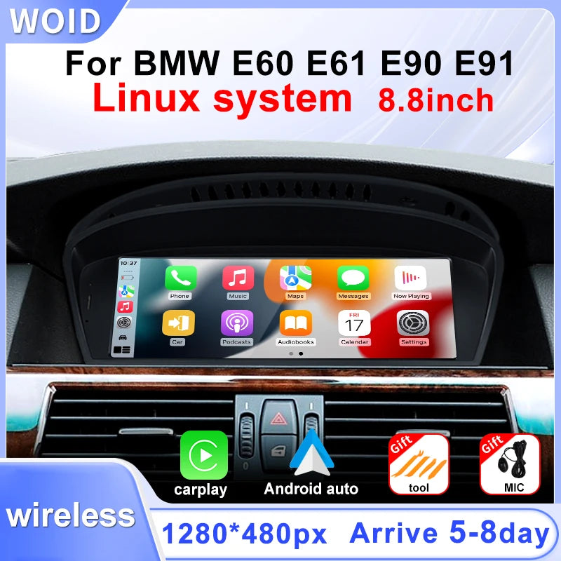 Factory Price Wireless Carplay Android Auto 8.8" Screen For BMW 3/5 Series E60 E61 E90 E91