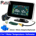 2 IN 1 LCD Gauge with 10mm Temp Sensor Voltmeter Volt Water Temperature Gauge 26~40mm Adapter(Op - Automotive LED Light