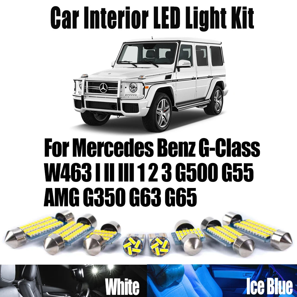LED Interior Light Kit for Mercedes Benz G-Class W463 I II III 1 2 3 G500 G55 AMG G350 G63 G65 - Canbus Error-Free Bu...