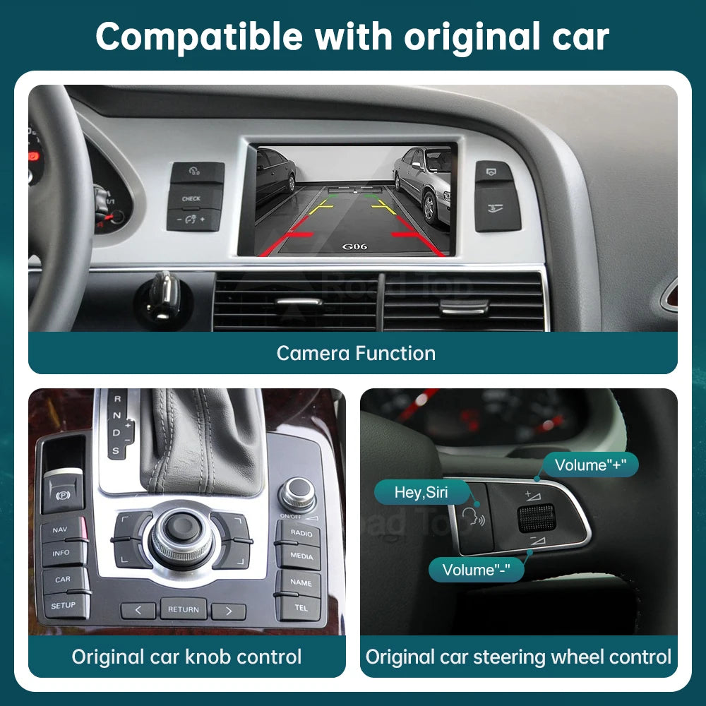 RoadTop Linux Wireless CarPlay Android Auto Interface for Audi Q7 2010-2015, with Mirror L