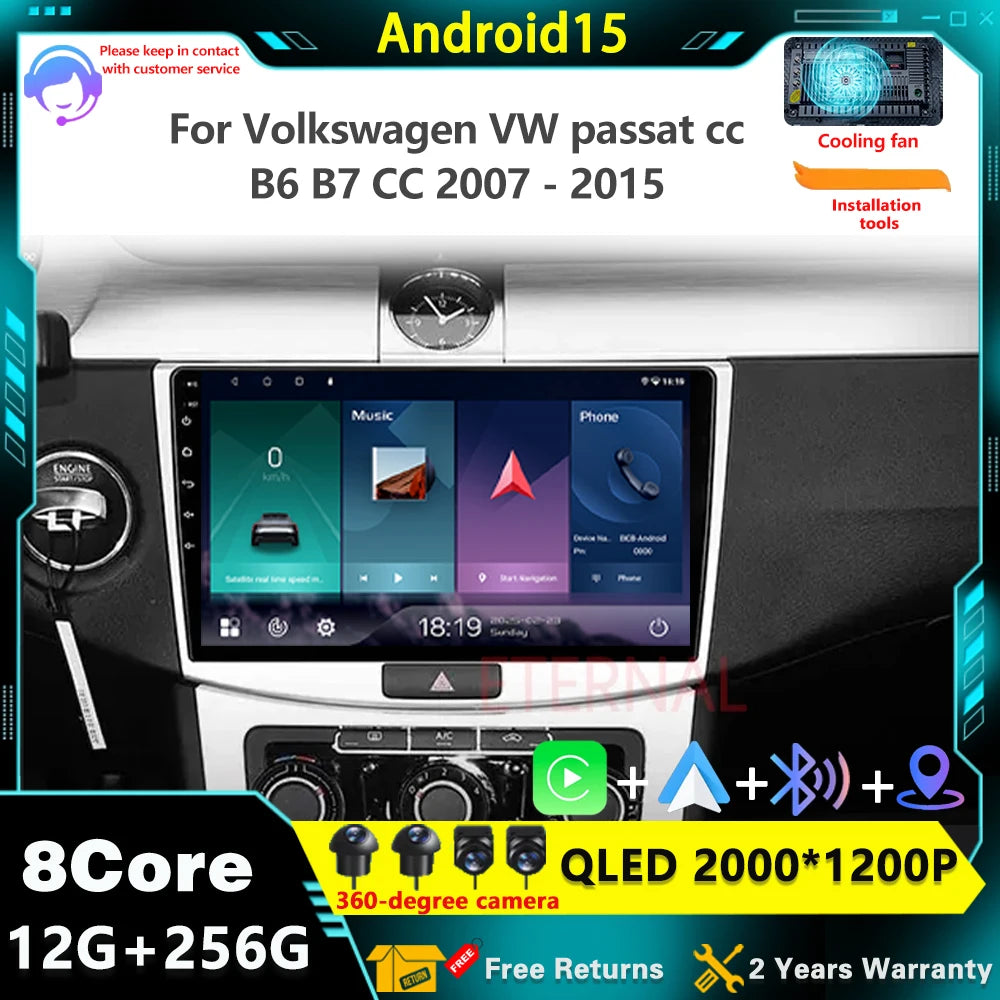 Car Radio Android 15 Multimedia Player For volkswagen passat b7 B6 CC 2007 - 2015 Carplay