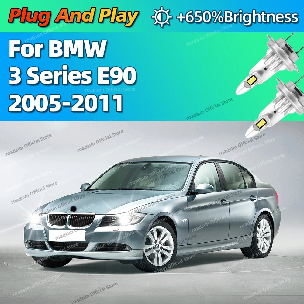 2/4Pcs High Power Headlight Car LED Lights Bulbs 160W Plug and Play For BMW 3 Series E90 2