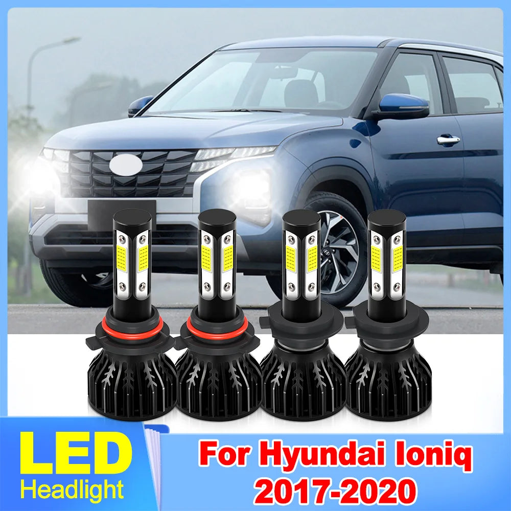 LED Headlight 6000K White 40000LM High Low Beam Headlamp Car Light For Hyundai Ioniq 2017