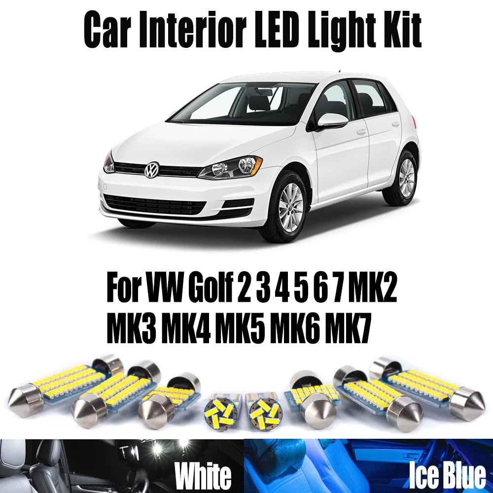 LED Interior Light Kit for VW Golf 2 3 4 5 6 7 MK2 MK3 MK4 MK5 MK6 MK7 Canbus Reading Bulbs Kit Car LED Interior Map ...