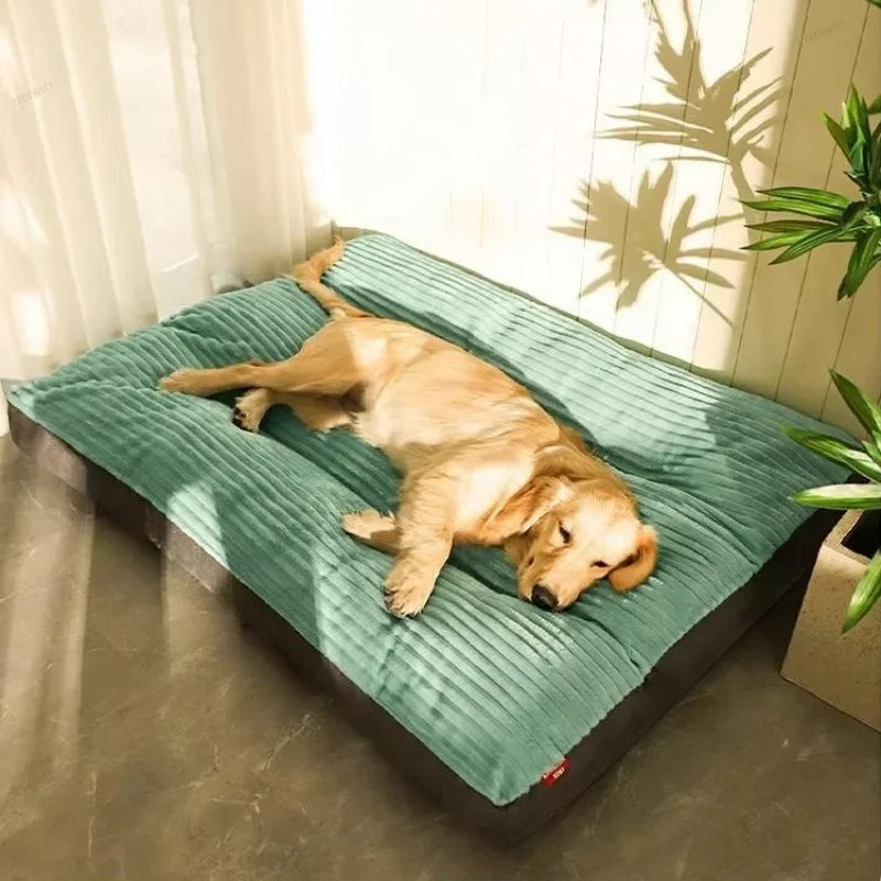 Corduroy Pet Dog Bed Winter Warm Detachable Sleeping Mat Washable Soft Thickened Durable Mat for - Automotive LED Light