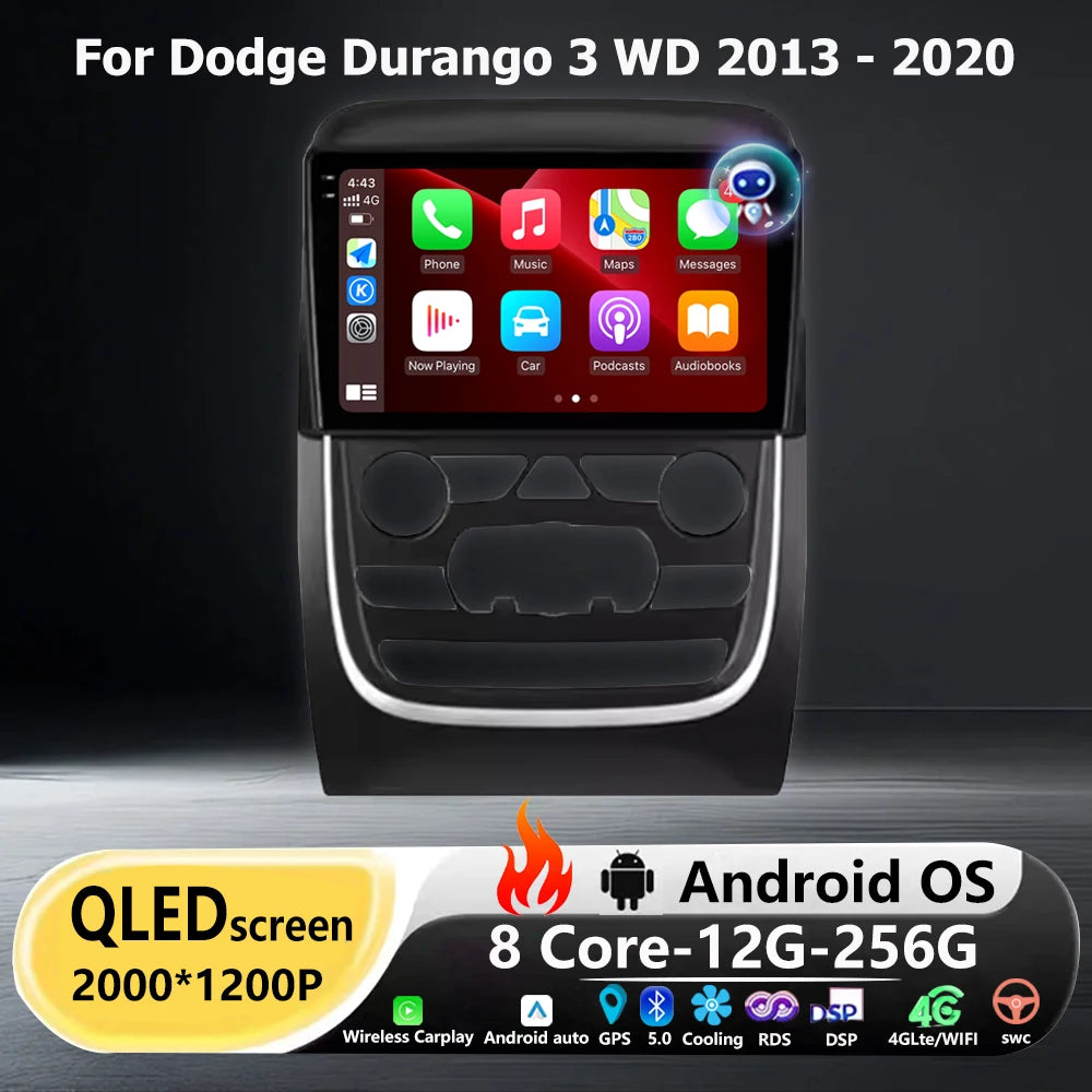 Android 16 Auto Carplay For Dodge Durango 3 WD 2013 - 2020 Car Radio Multimedia Video Play