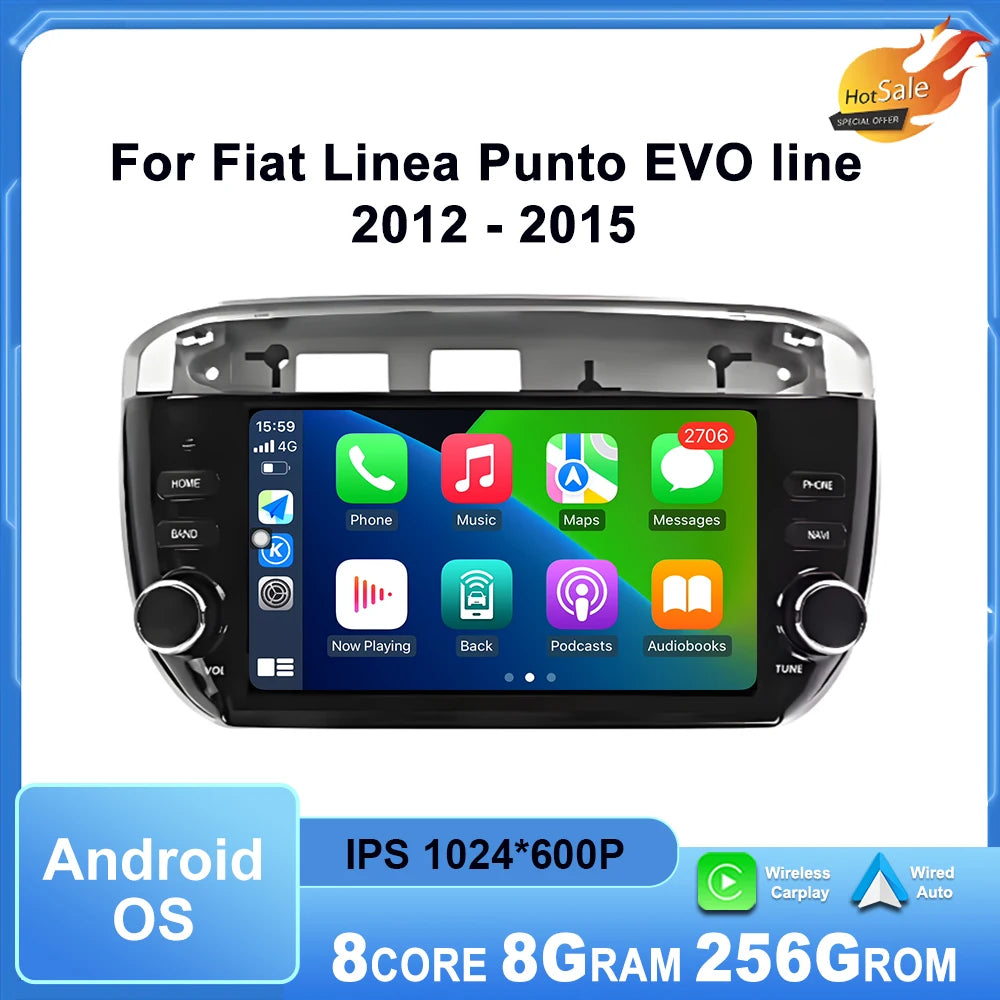 7 inch Car Radio for Fiat Linea Punto EVO line 2012 - 2015 Multimedia Player Android Auto