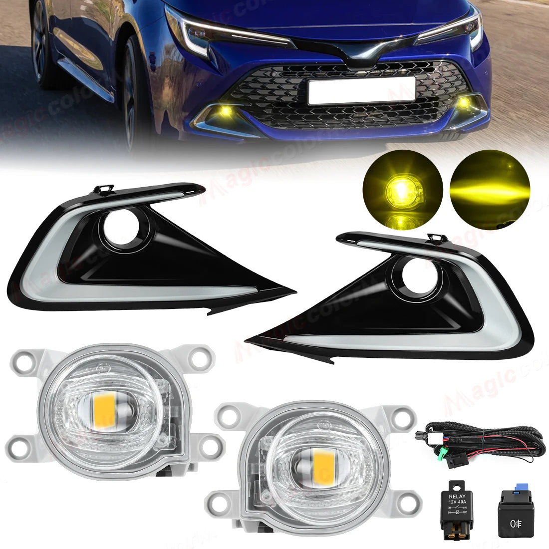 Car LED Fog Lamps For Toyota Corolla Hatchback FX SE XSE 2023 2024 2025 2026 DRL Daytime R | AUTOKITSHOP