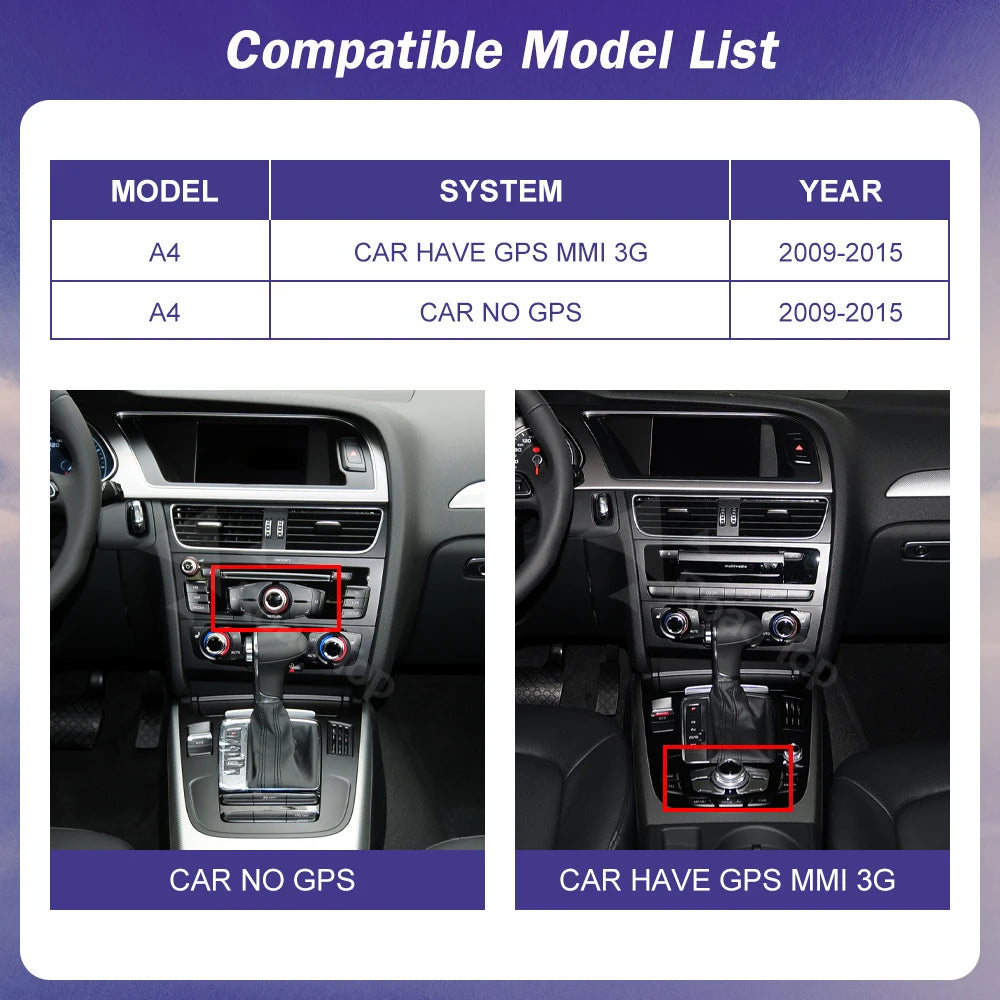 Road Top Linux Touch Screen For Audi A4 2009-2015 Wireless CarPlay Android Auto Airplay Ca | AUTOKITSHOP