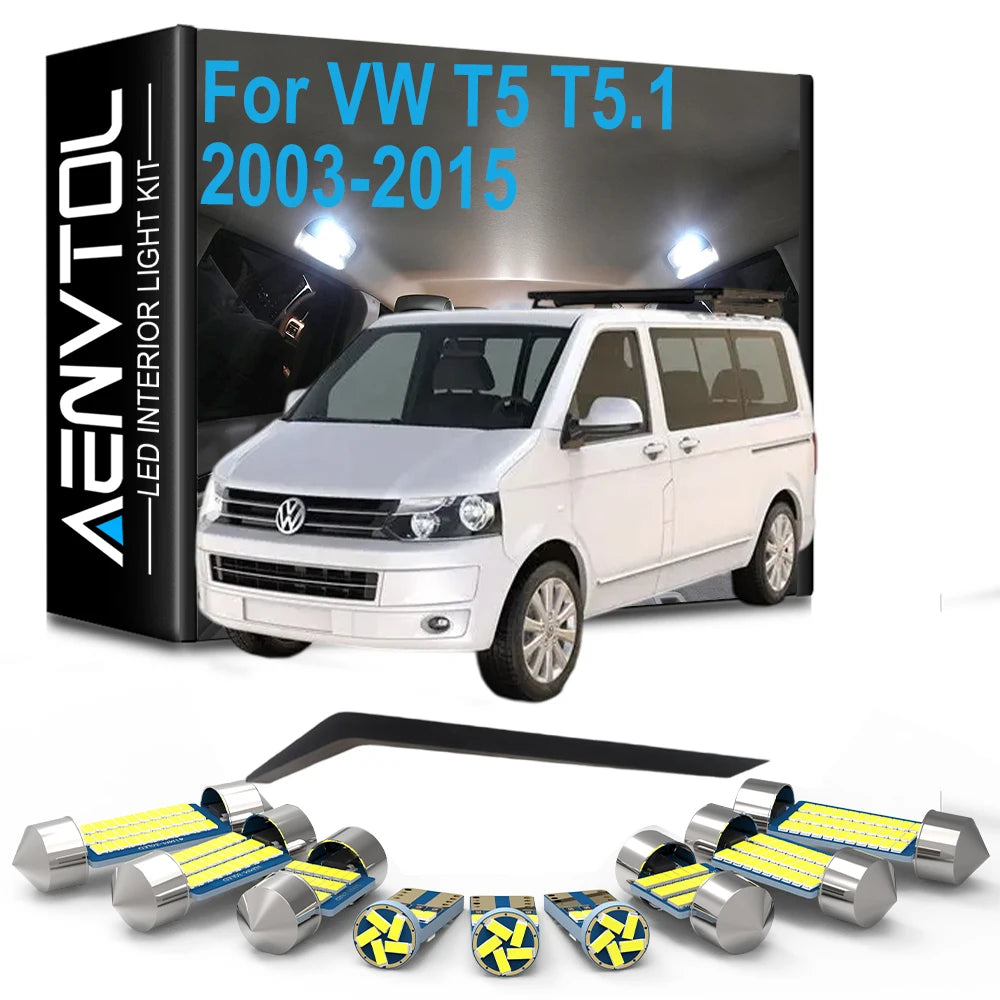 19-Piece LED Interior Light Kit for VW T5 2003-2011 - Canbus Error-Free Interior Bulbs