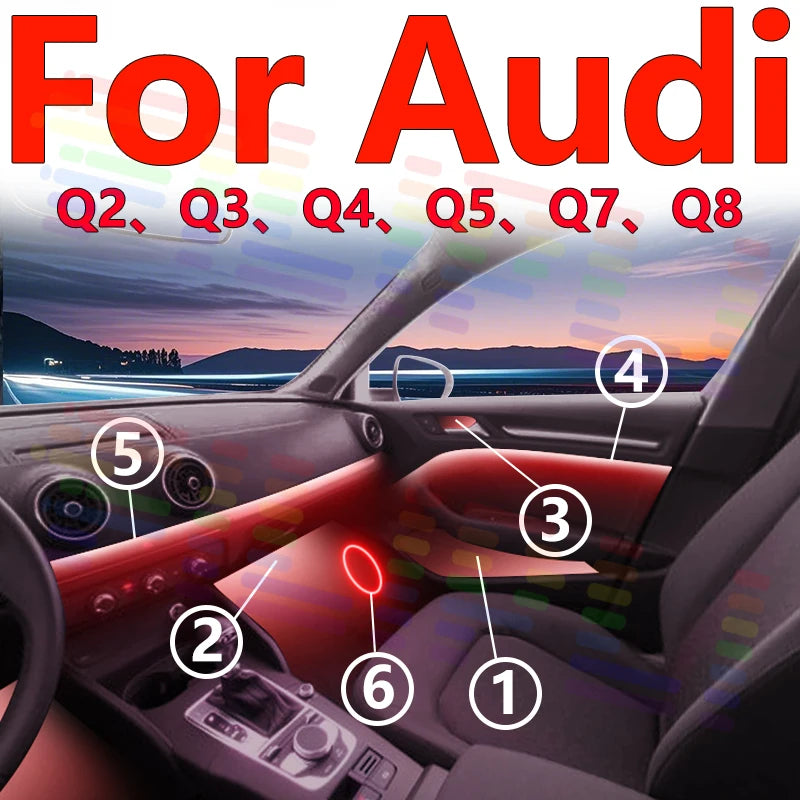 For Audi Q2 Q3 Q4 Q5 Q7 Q8 64s RGB LED Interior Ambient Light Personalize Your Car's Inter | AUTOKITSHOP