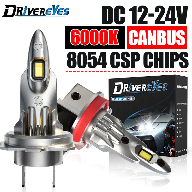 Drivereyes H4 H7 LED Headlight H11 H8 H9 HB3 9005 HB4 9006 16PCS 8054 CSP 6500K 4300K 1:1