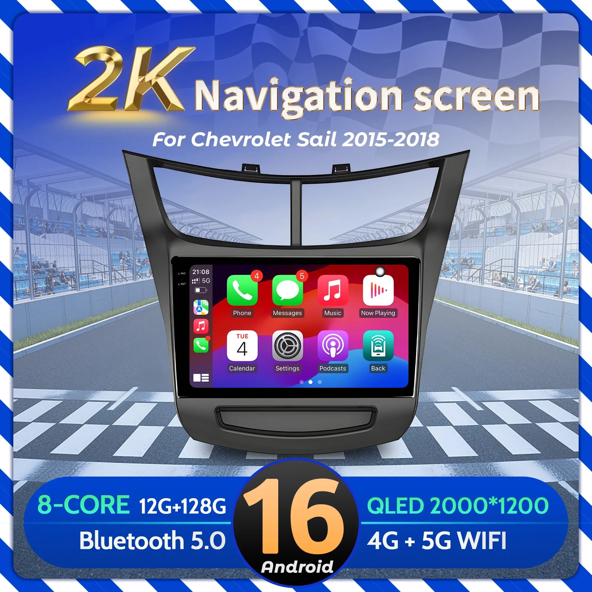 9inch Car Radio For Chevrolet Sail 2015-2018 Android 16 Multimedia Navigation BT Carplay H