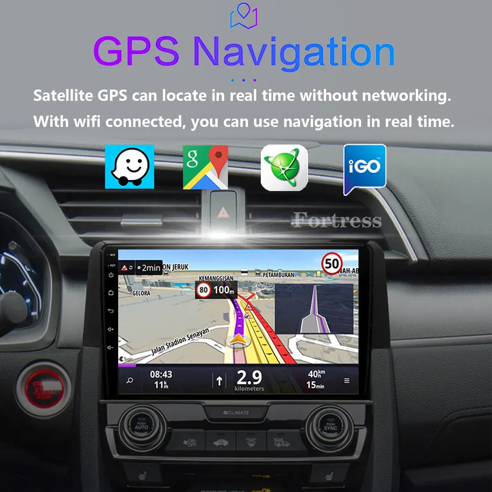 Andriod Car stereo radio For Honda Civic 10th 10gen 2015 - 2021 Multimedia Player Wireless