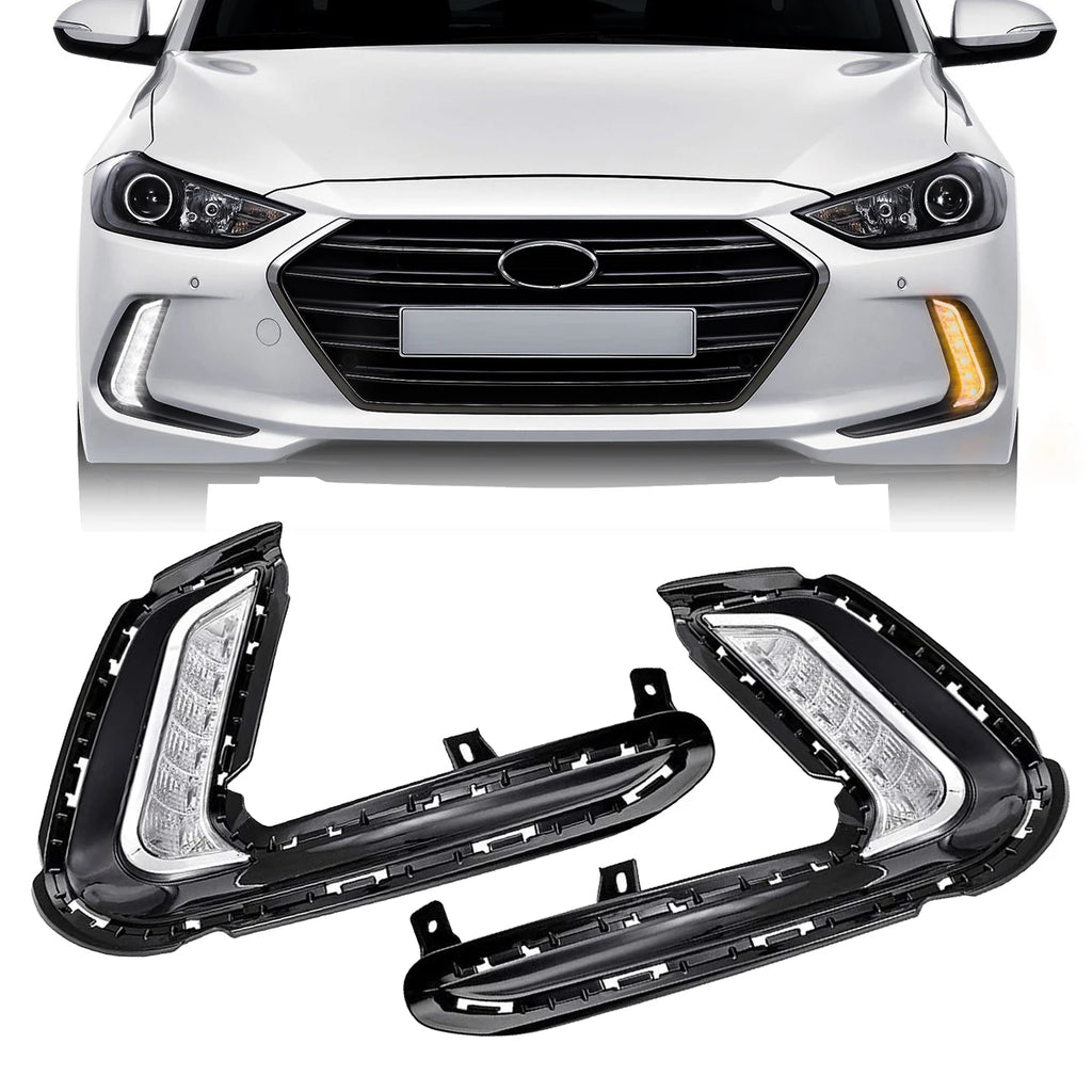 Fog Lights for Hyundai Elantra 2016 2017 2018 LED DRL Fog Lamp Front Bumper Headlights Day | AUTOKITSHOP