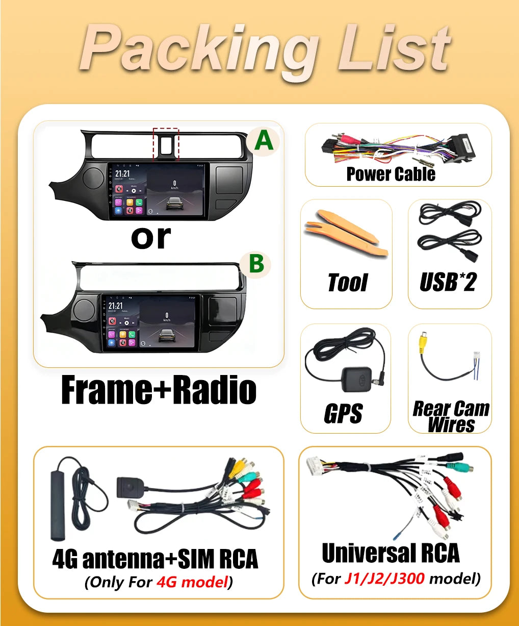 Android 16 Carplay Auto Multimedia For Kia RIO 4 K3 2011 2012 2013 - 2017 Player Car Radio | AUTOKITSHOP