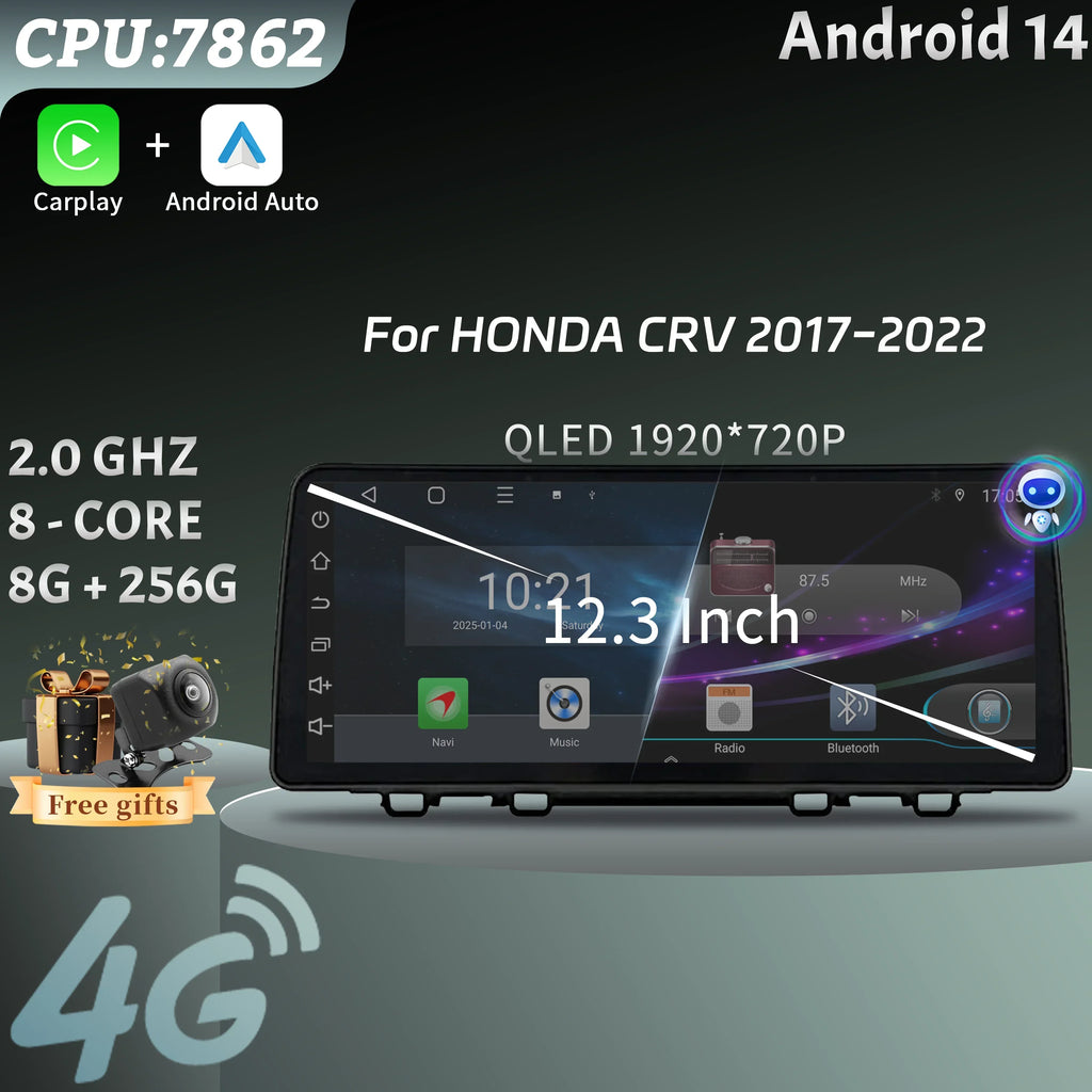 12.3" Car Radio Multimedia For HONDA CRV 2017-2022 Android Multimedia Wireless Androd Carp
