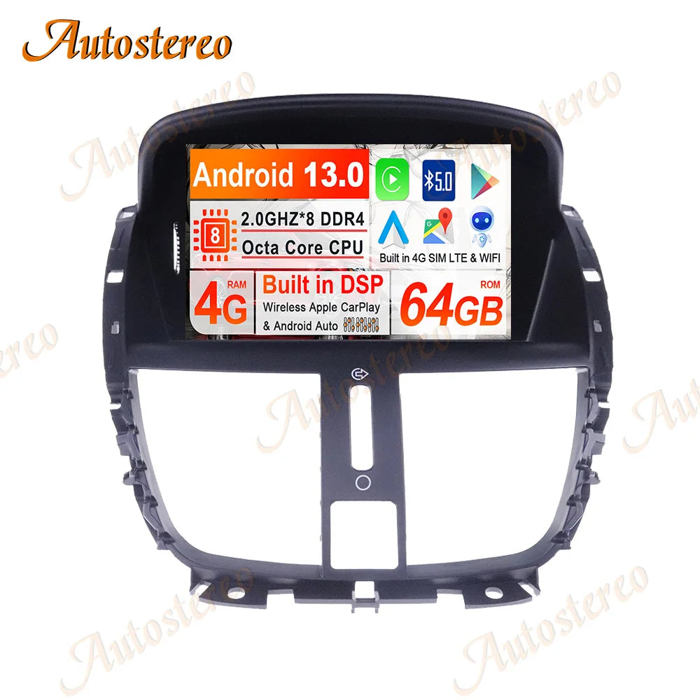 Android14 Carplay Car Radio GPS Navigation For Peugeot 207 2007-2014 Car DVD Player Multim