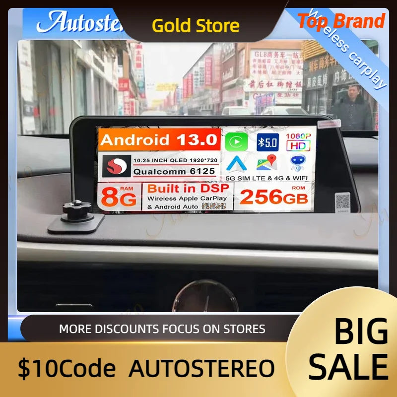 Android 13 Screen Carplay System Qualcom For Lexus RX350 RX400H Car GPS Navigation Auto St