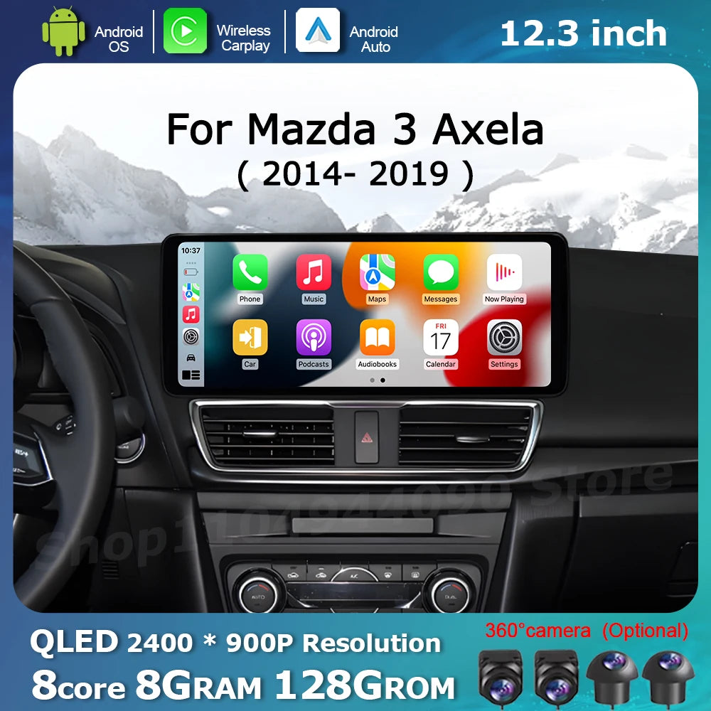 Wireless Carplay for Mazda 3 Axela 2014 - 2019 Android OS Car HD Display Screen Multimedia